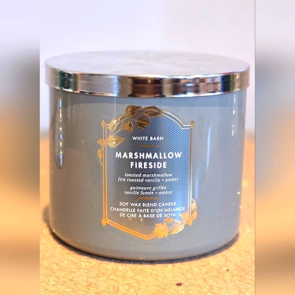 🕯️BATH & BODY WORKS 🕯️ WHITE BRAN Marshmallow Fireside 3-Wick Candle - Picture 2 of 4